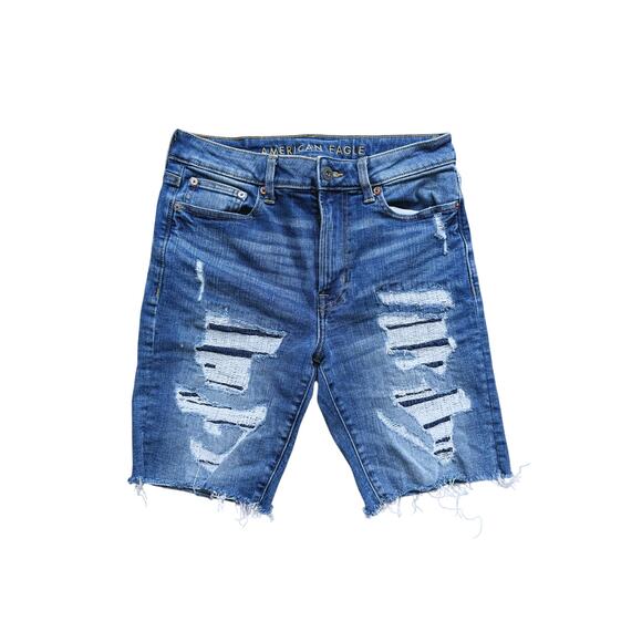 American Eagle Men’s Distressed Denim Shorts Jorts Size 30 Y2K Vintage Retro 90s - Picture 2 of 7
